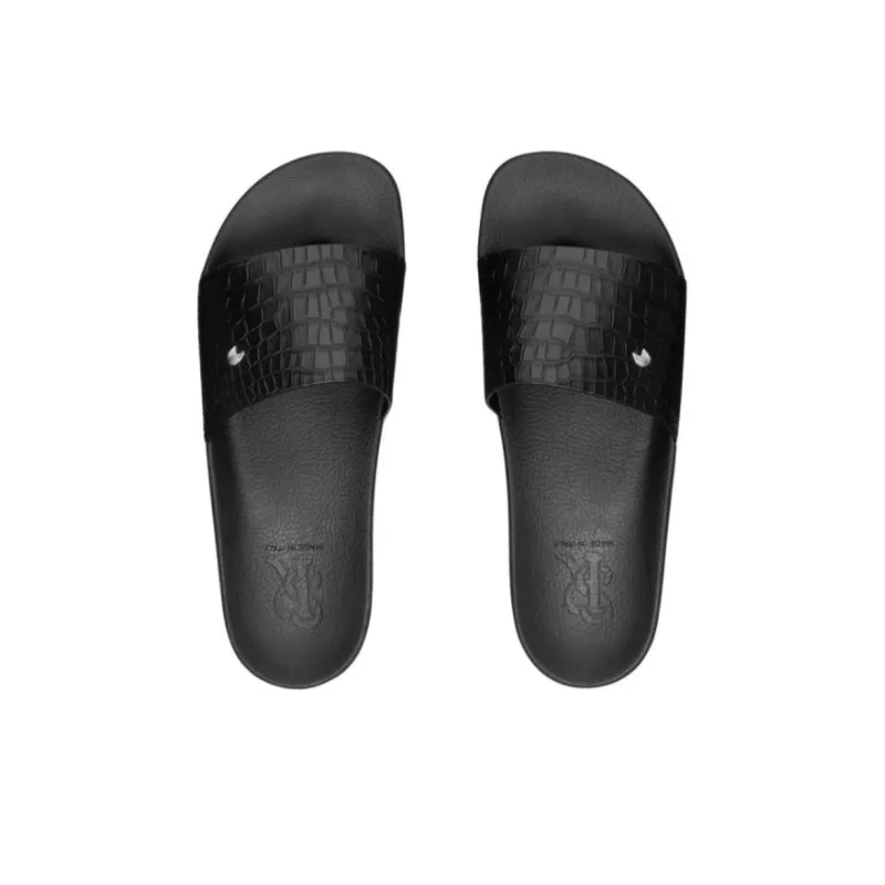 STEFANO RICCI Abrasion-Resistant Slide Slippers Men's Black-3