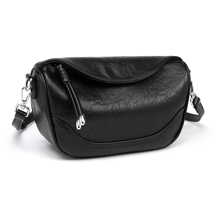 GELANDAI Cow Leather Shoulder Bag Crossbody Bag Women's Black/Chocolate-8