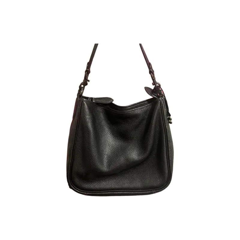 COACH Cary Soft Pebbled Leather Portable Crossbody Bag Shoulder Bag Large Size Women's Black-2