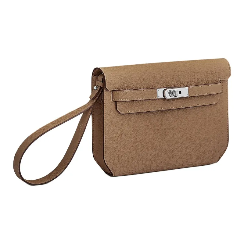 HERMES Kelly Depeches Togo Calfskin Clutch Men's 3G Alezan Chestnut-1