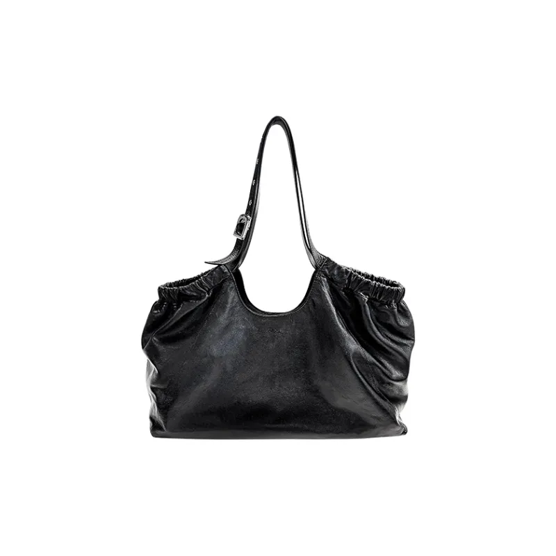 ALDO Top Grain Cow Leather Tote Bag, Shopping Bag, Crossbody Bag, Shoulder Bag Tubas Women's Black-0