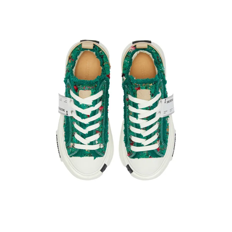 SMILEREPUBLIC Slip Resistant Height Increasing Low Top Canvas Shoes Unisex Green-3