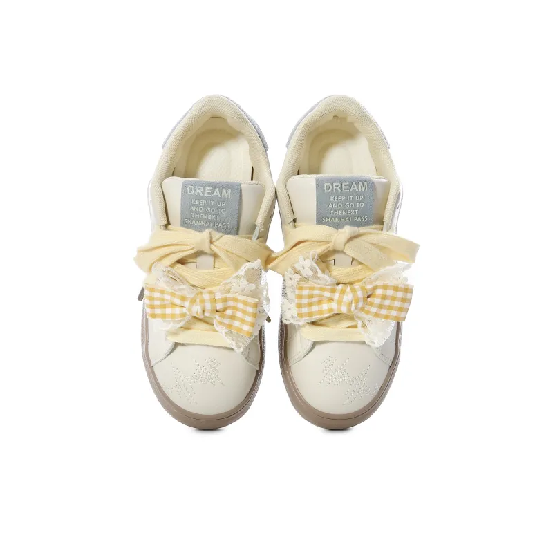 Lovely You Wear resistant And Lightweight Low Top Skateboard Shoes Women's Yellow Blue Cheeses-21