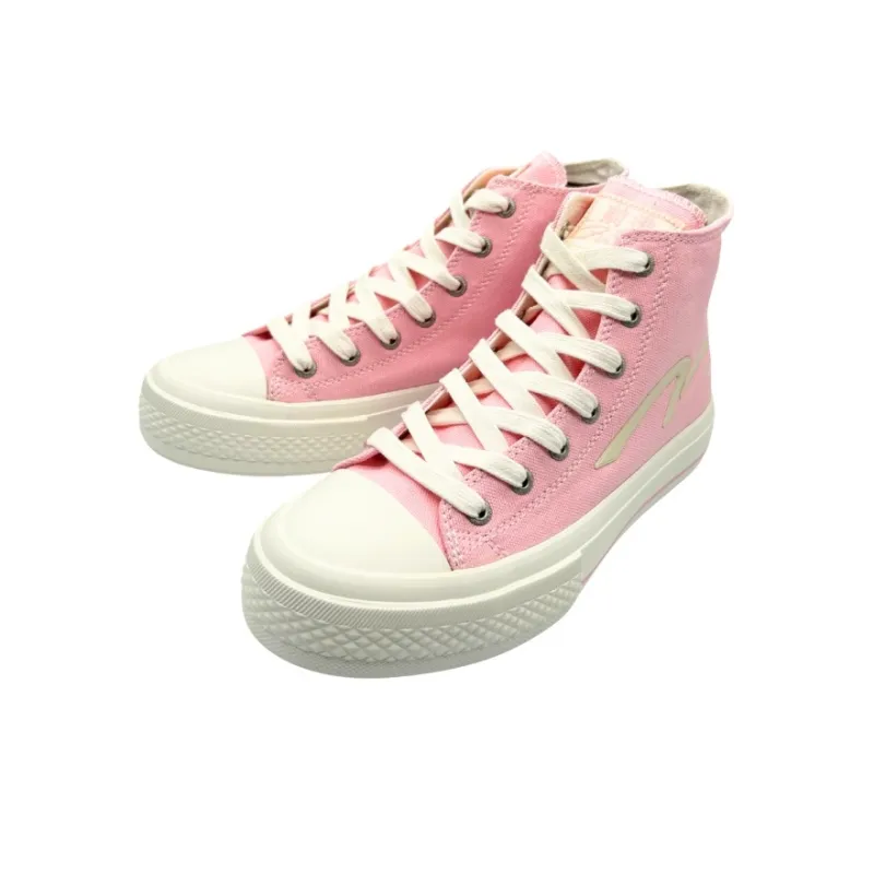 QIANJIN Slip Resistant Lightweight Height Increasing High Top Canvas Shoes Women's Light Pink-2