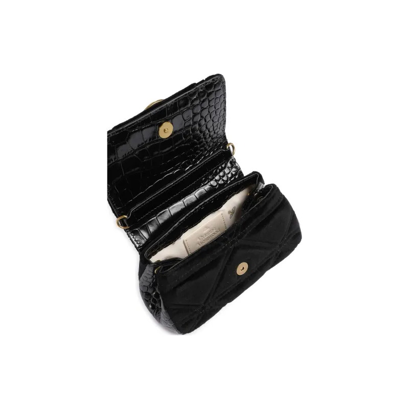 Vivienne Westwood HAZEL Cotton Crossbody Bag, Shoulder Bag Trumpets Women's Black-3