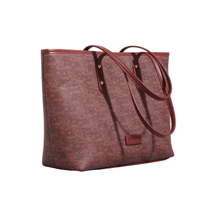 PAYOT Microfiber Synthetic Leather Ruyi Cloud Pattern Wedding Bag, Tote Bag, Shoulder Bag Regular Women's Burgundy-2