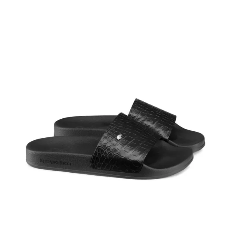 STEFANO RICCI Abrasion-Resistant Slide Slippers Men's Black-2