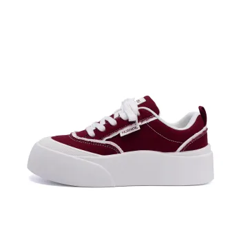 HUANQIU Height Increasing Abrasion Resistant Low Top Canvas Shoes Women's White Red