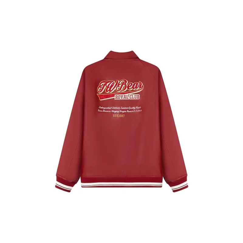 Teenie Weenie Men Leather Jacket Unisex Red-1