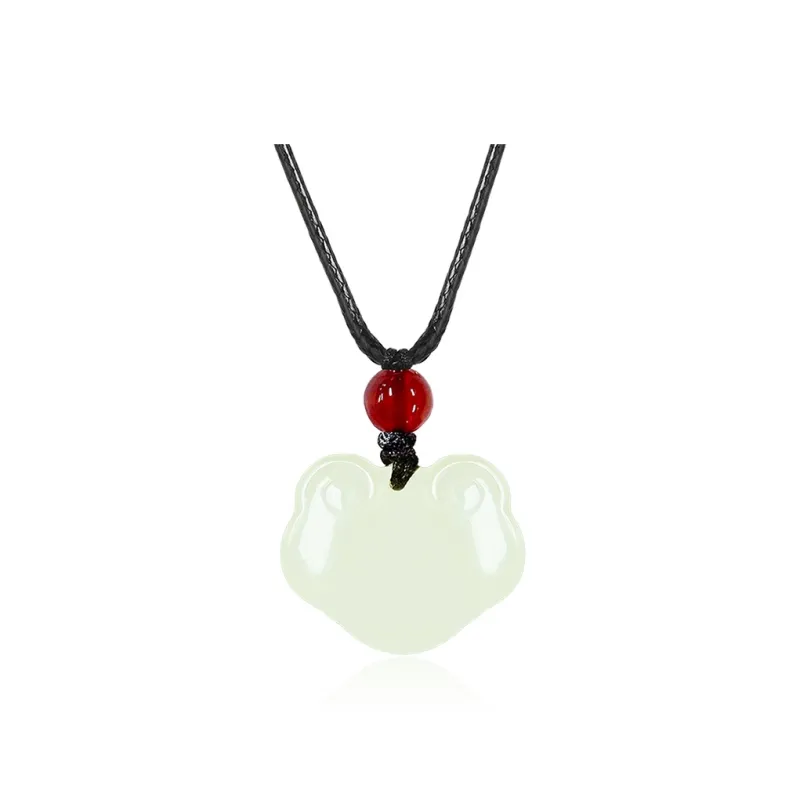 ZENGCAI Chinese Style New Chinese Style Peaceful Ruyi Lock Jade Pendant Pale Greenish-White Jade Women's-5