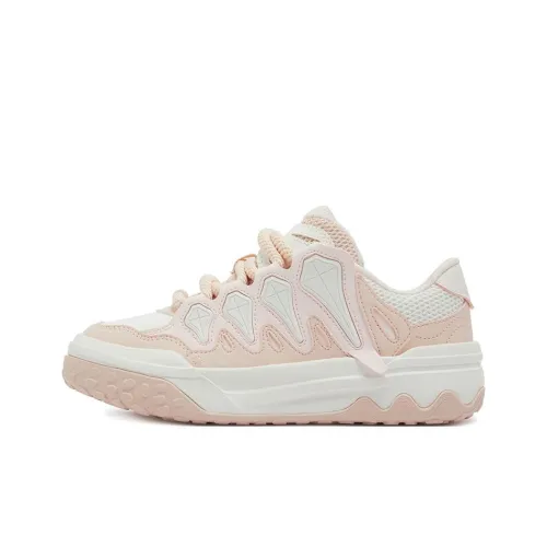 361° Anti-Slip Wear-Resistant Mid-Top Skateboard Shoes Women's Pink White