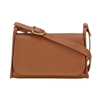 LONGCHAMP Le Foulonné Cow Leather Shoulder Bag Medium Size Women's Caramel