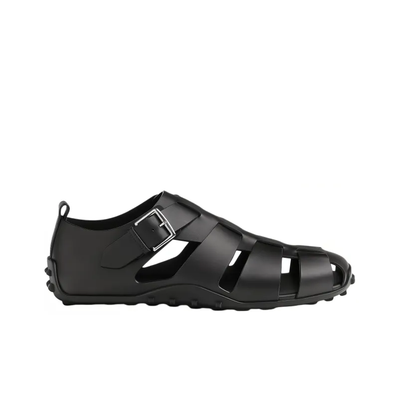 HERMES Inset Roman Sandals Men's Black-1