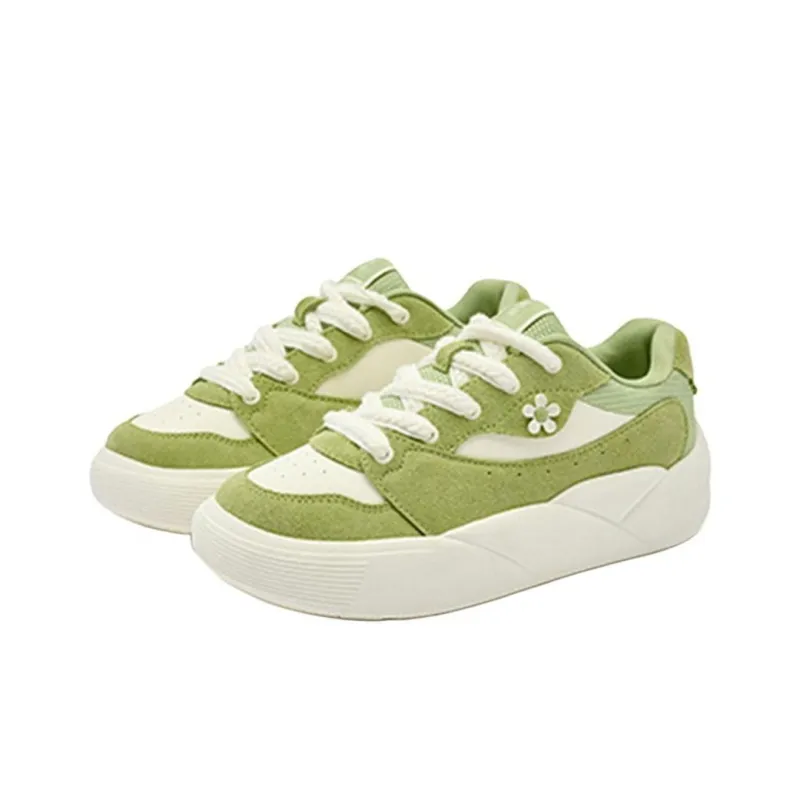 QIAODAN Dry Cushioning Lightweight Low Top Skateboard Shoes Women's Green White-1