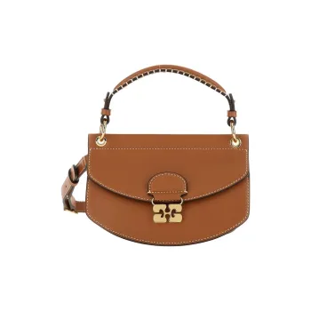 GANNI Recycled Leather Shoulder Bag Crossbody Bag Handbag Women's Brown