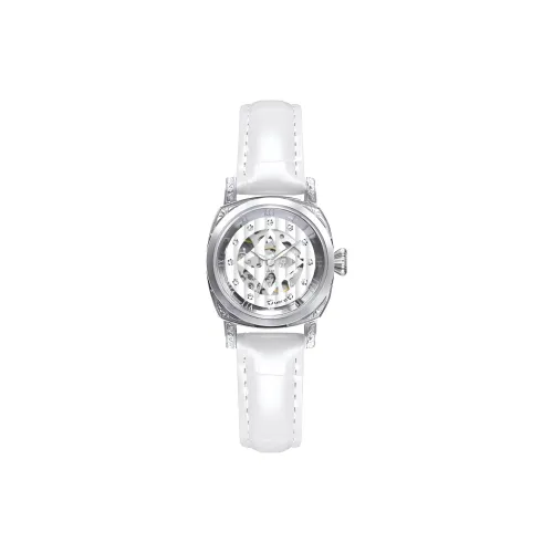ORCO Automatic Mechanical Movement Cowhide Strap Watch Women's Watch White Dial