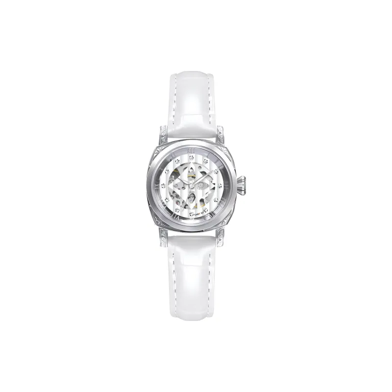 ORCO Automatic Mechanical Movement Cowhide Strap Watch Women's Watch White Dial-0