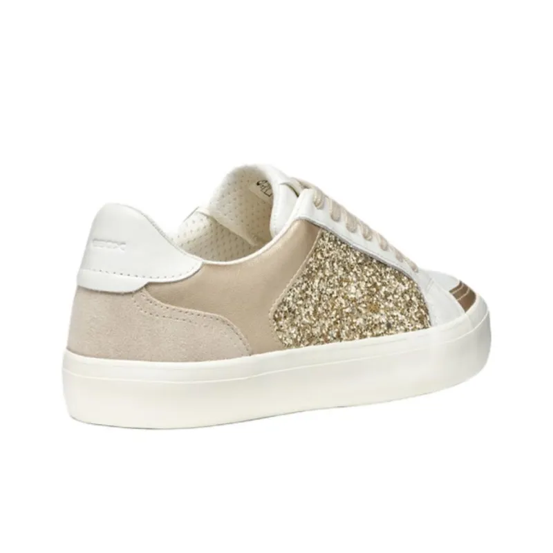 GEOX Emmeleny Low Top Skateboard Shoes Women's White Gold-5