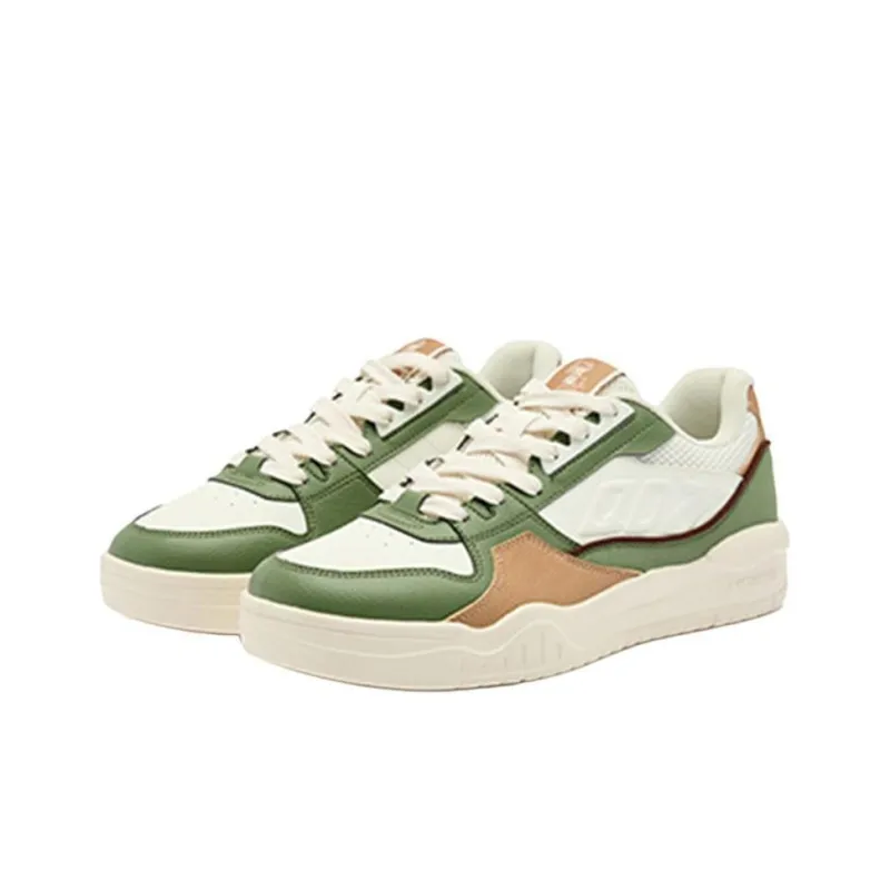 QIAODAN Dry Slip Resistant Cushioning Lightweight Low Top Skateboard Shoes Men's White Green-2