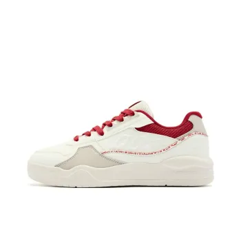 QIAODAN Dry Slip Resistant Cushioning Lightweight Low Top Skateboard Shoes Men's White Red