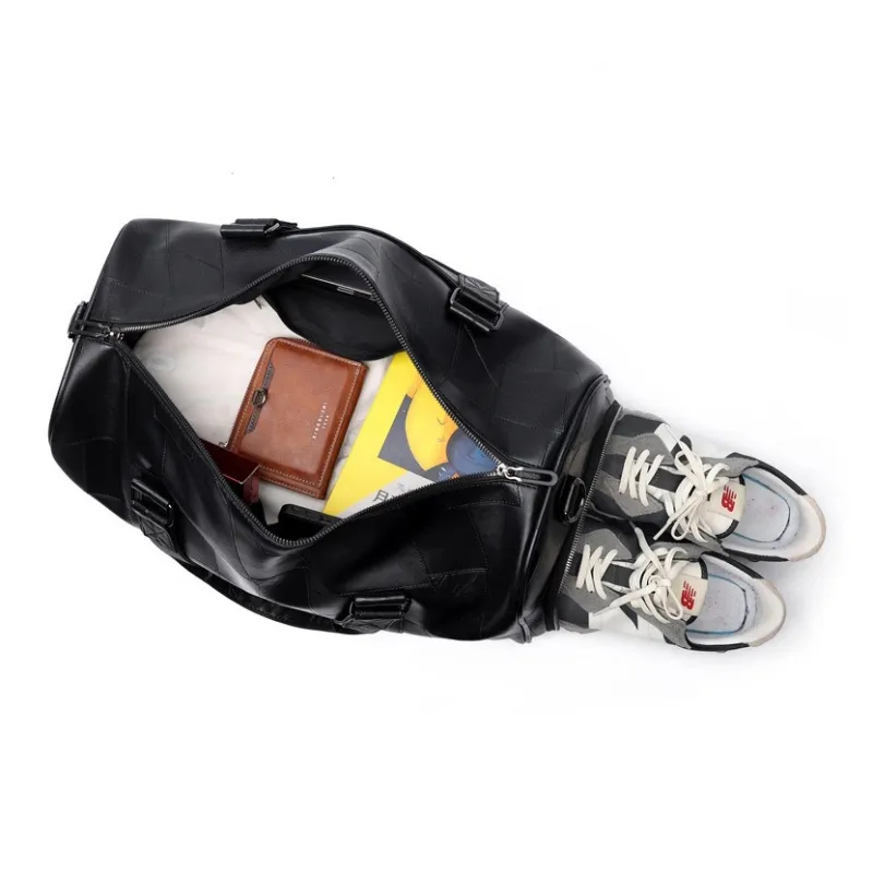 Ha Luxury PU Travel Bag Unisex Black-5