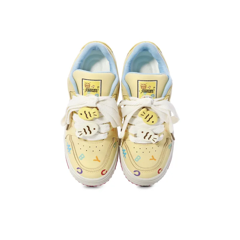 Lovely You Wear resistant And Lightweight Low Top Skateboard Shoes Women's Yellow-21