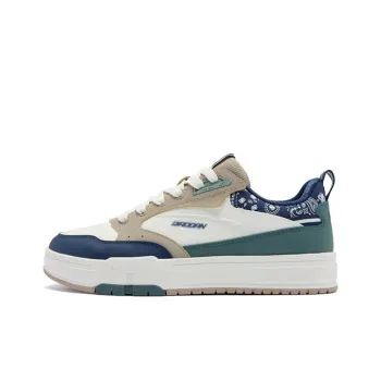 QIAODAN Dry Anti Slip And Wear Resistant Lightweight Low Top Skateboard Shoes Men's White Brown Blue Green