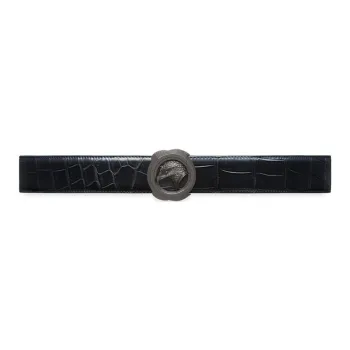 STEFANO RICCI Crocodile Leather Leather Belts Unisex Black Width: 3.8CM