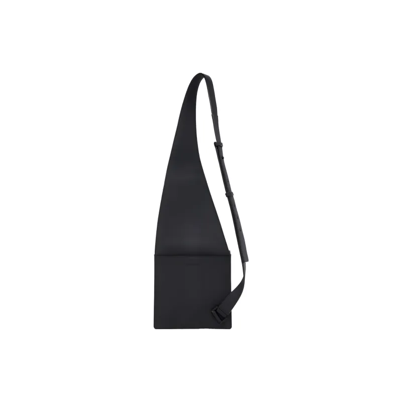 FERRAGAMO Hammered Calfskin Sling Bag Tubas Men's Black-1