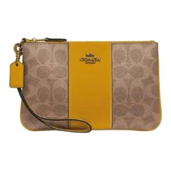 COACH Wristlet PVC With Skin Clutch Mini Women's Khaki