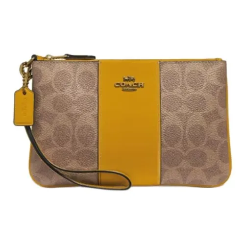 COACH jackets PVC With Skin Clutch Mini Women's Khaki