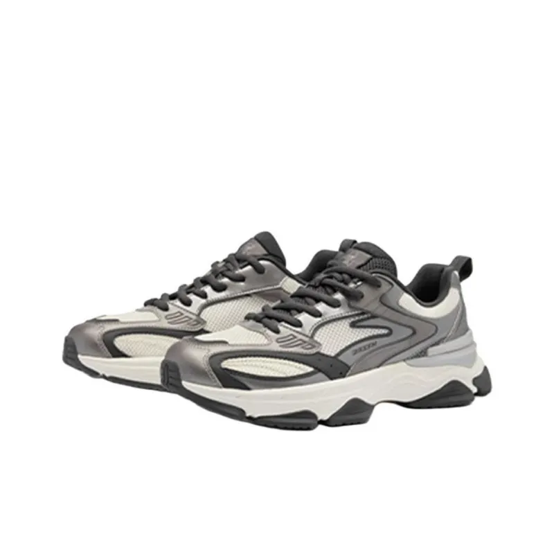 QIAODAN Dry Cushioned Slip Resistant Breathable Low Top Casual Shoes Men's White Silver-1