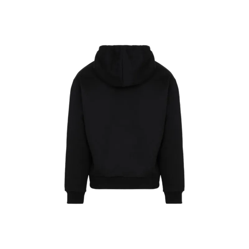 PRADA Logo Leather Patch Hoodie-1