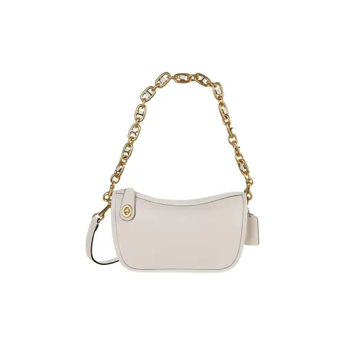 COACH Swinger Cow Leather Shoulder Bag Small Size Women's Pink White