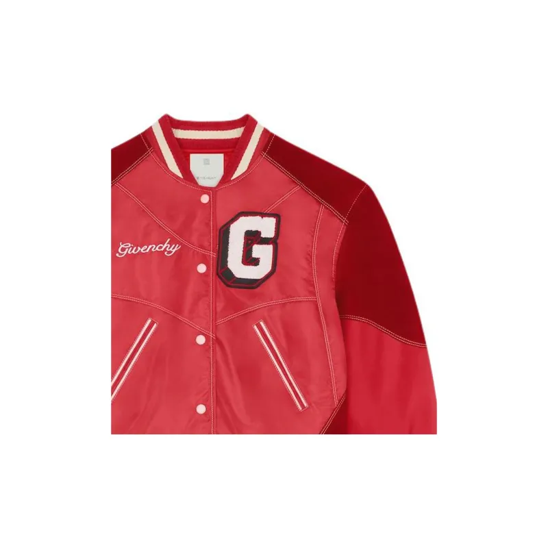 Givenchy Bi Material Oversized Varsity Jacket 'Red Cherry'-3