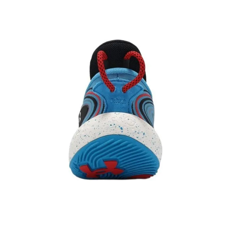 Under Armour Spawn 6 Anti Slip Wear Resistant Low Top Basketball Shoes Men's Blue Red-3