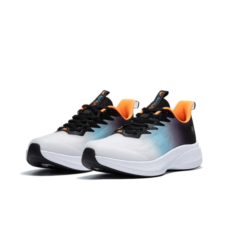 QIAODAN Light Speed 4.0 Cushioning Slip Resistant Low Top Running Shoes Men's Black Blue-1