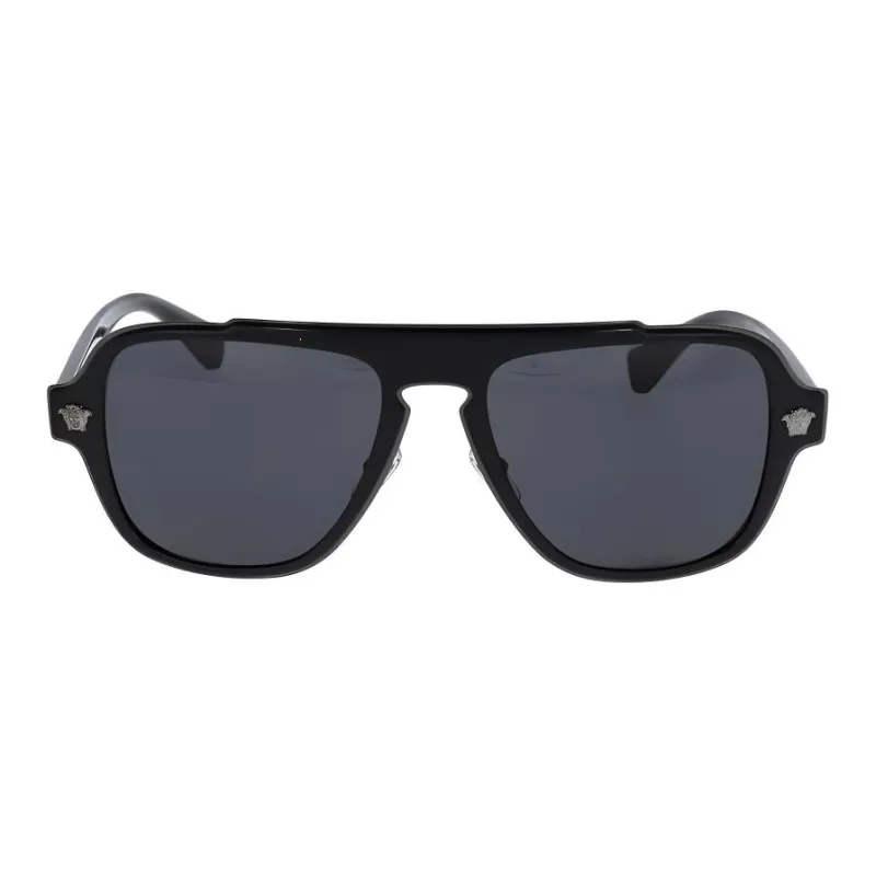 VERSACE Metal Square Sunglasses Unisex Black-3