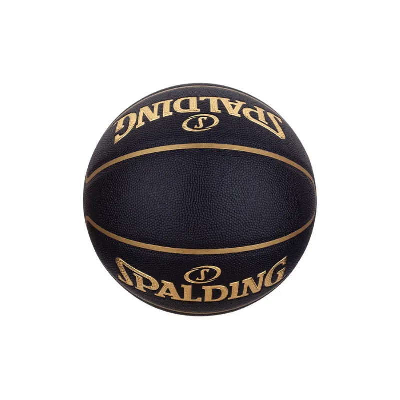SPALDING Moisture Absorbing Leather PU Basketball Black Gold Size 7 Ball Training Match Unisex-5