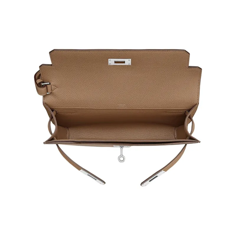 HERMES Kelly Depeches Togo Calfskin Clutch Men's 3G Alezan Chestnut-2