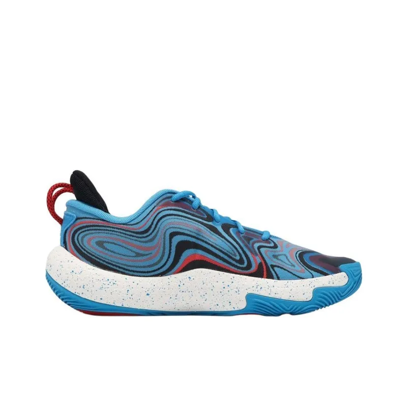 Under Armour Spawn 6 Anti Slip Wear Resistant Low Top Basketball Shoes Men's Blue Red-1