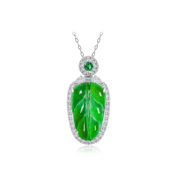 YUANYUXIANG Ice Type Jadeite Leaf Full Green Necklace Women's
