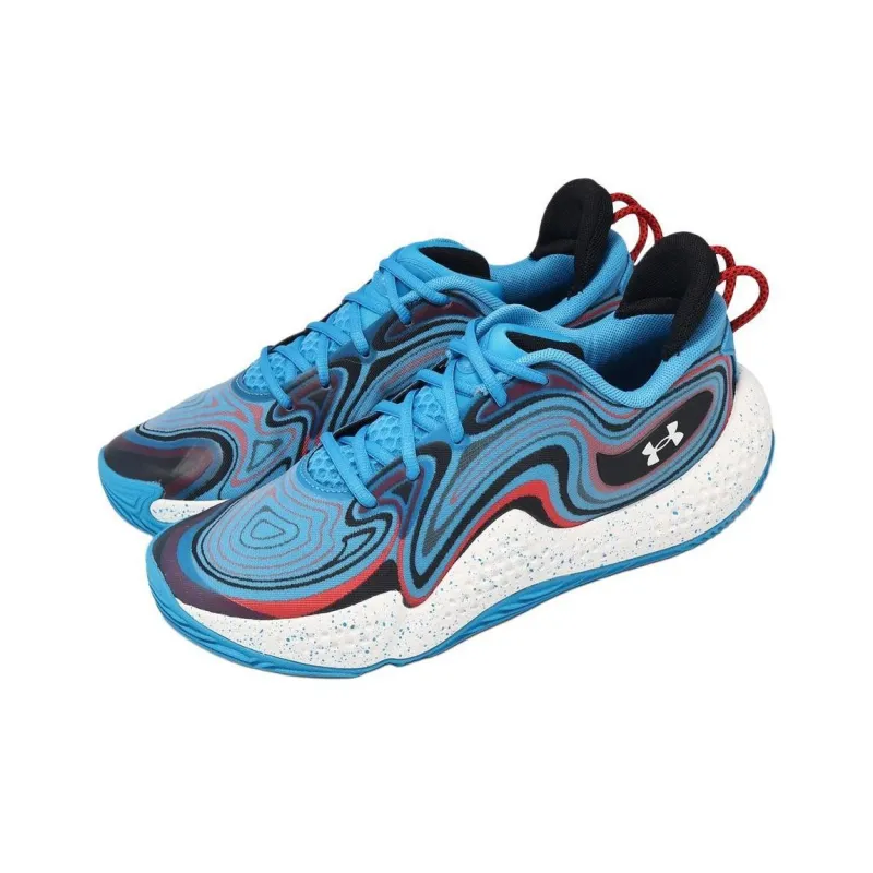 Under Armour Spawn 6 Anti Slip Wear Resistant Low Top Basketball Shoes Men's Blue Red-2
