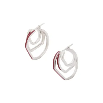 LOEWE Enamel Earrings Women's Silver/Burgundy