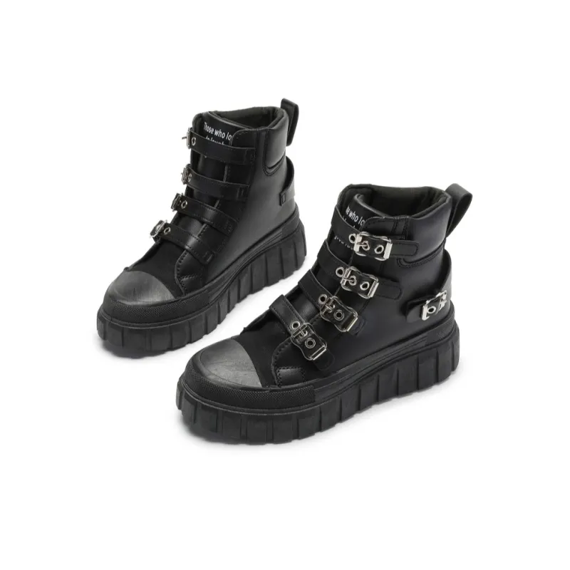 SLNU 3 Coverage Anti Slip And Wear Resistant High Top Skateboard Shoes Women's Black-2