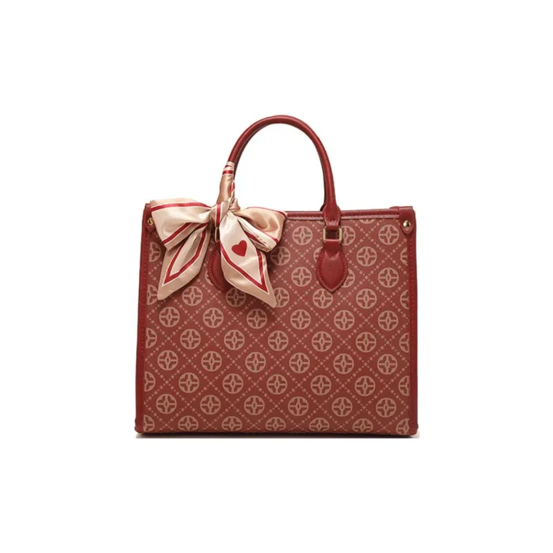 PAYOT Microfiber Synthetic Leather Wedding Handbag Shoulder Bag Large Size Women's Burgundy-0