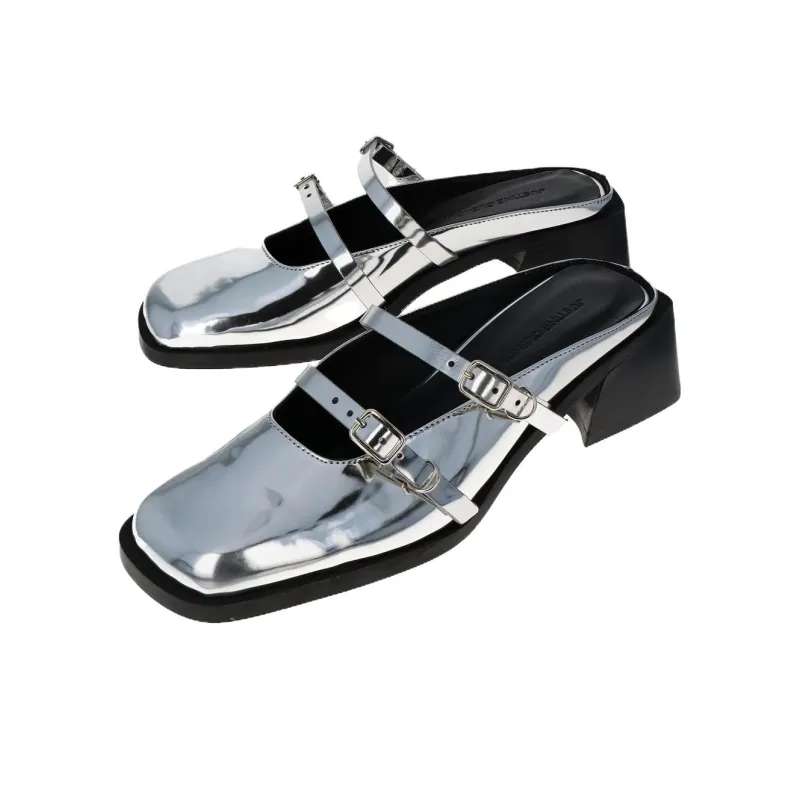 JUSTINE CLENQUET Wrap-toe Slippers Women's Silver-4