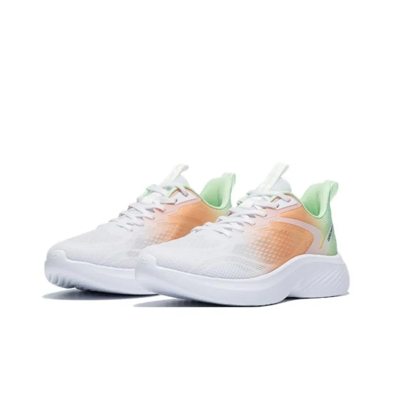 QIAODAN Light LITE Running Shoes Men Low Top White Orange Green-1