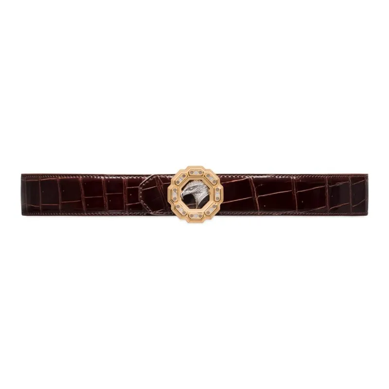 STEFANO RICCI Calfskin Leather Belts Men's Red 3.8CM-0