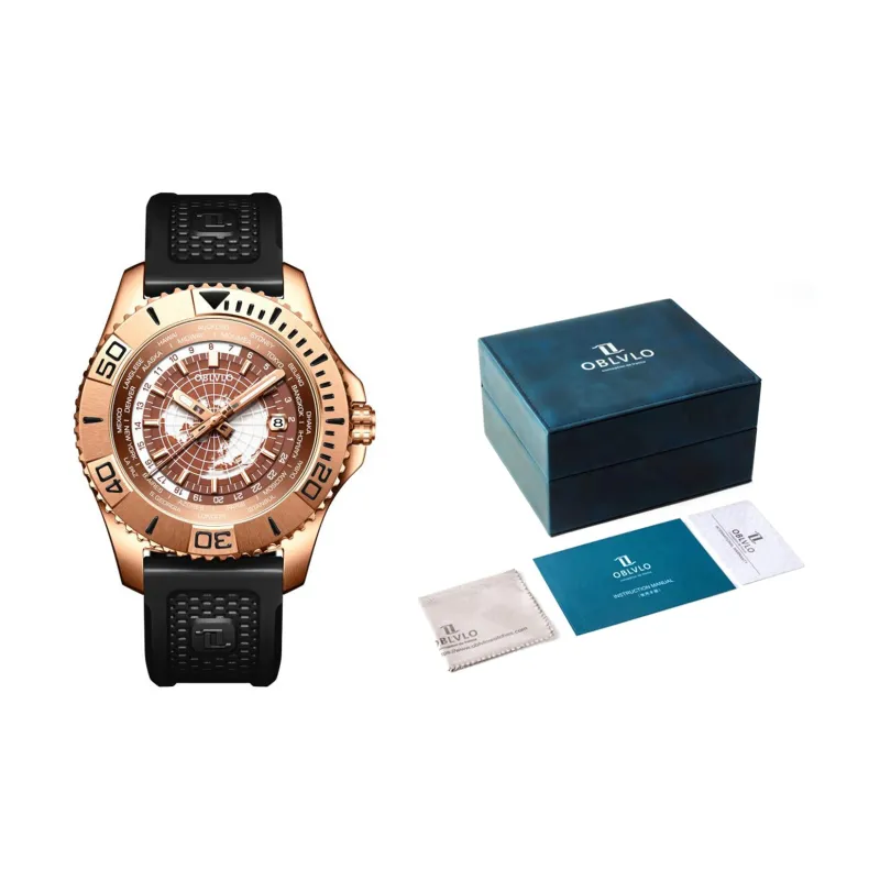 OBLVLO Automatic Mechanical Movement Watch Men's Watches Black Dial-7